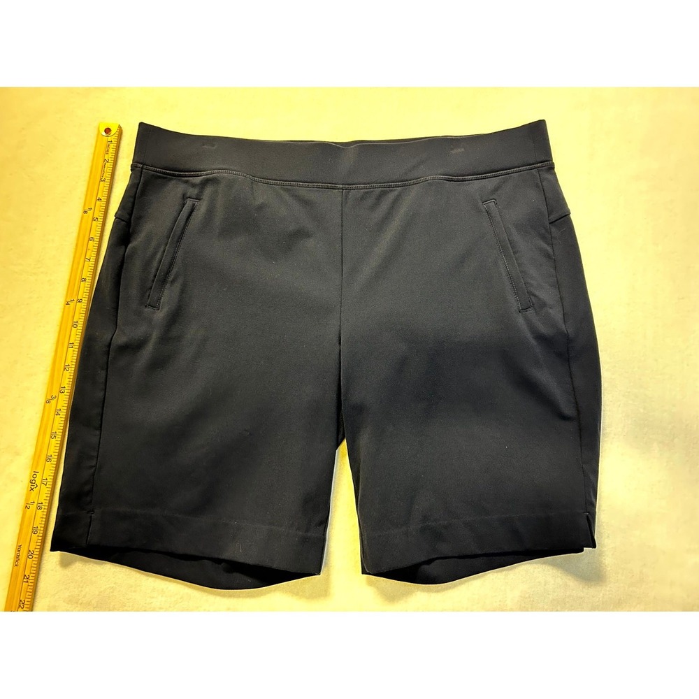 Athleta Modern Metro Shorts Nylon Blend Stretch Zip Pockets Navy Blue Women's XL - Picture 9 of 11